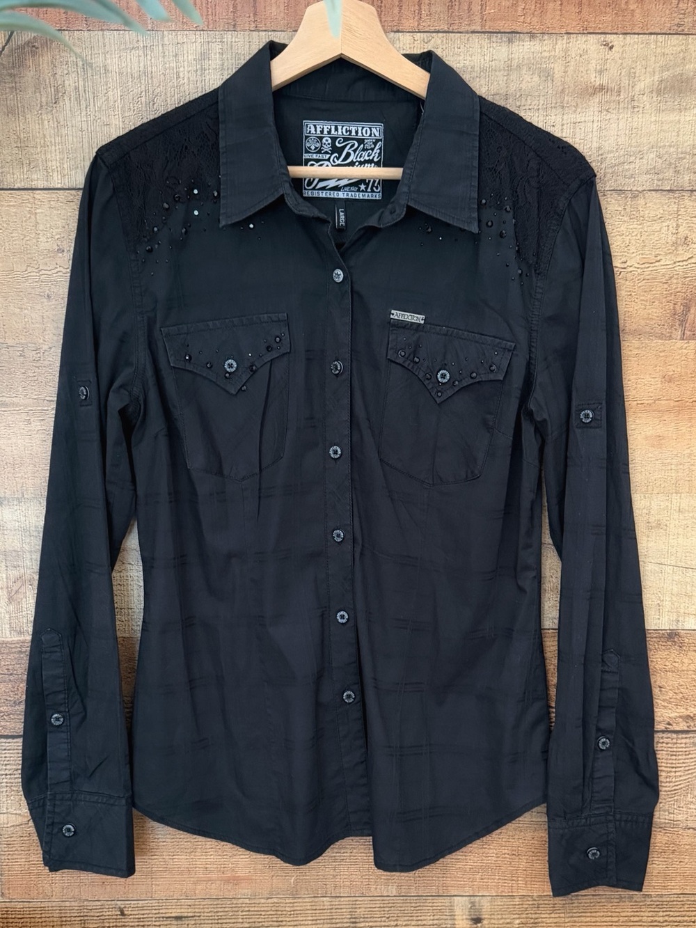 Affliction Black Premium Embellished Western Button-Up Shirt